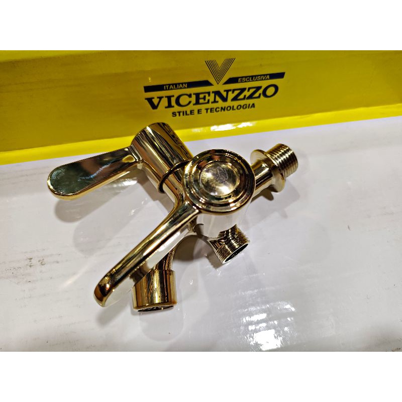 Kran Air Cabang VICENZZO Type KST916 Gold / Kran Shower Doubble VICENZZO | Kran Cabang Warna Emas