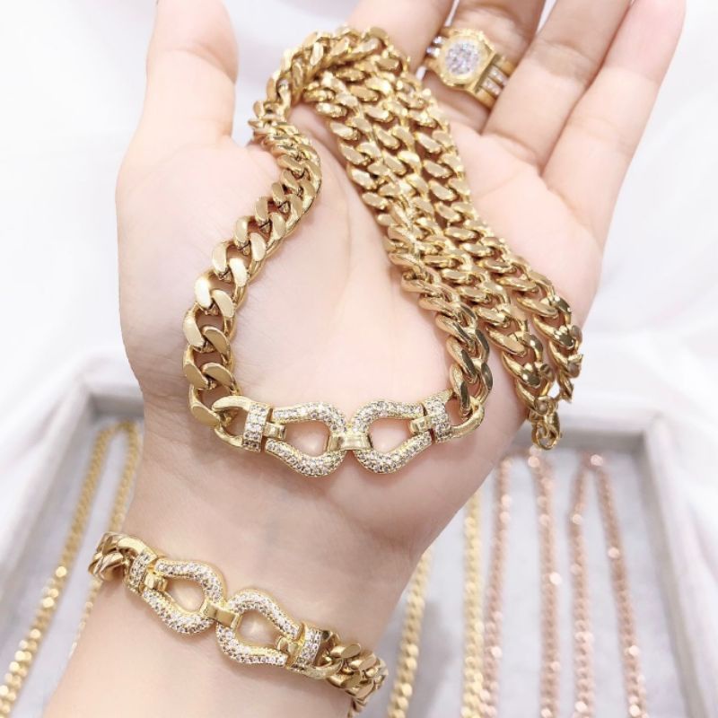 Kalung Gelang Premium Lapis Silver925 Perak Platgold mirip emas asli Premium Quality Anti karat anti alergi K901