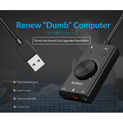 Usb 2.0 Sound Card to 3.5mm female orico 2 audio headset 1 microphone adapter sc2 - Usb2.0 soundcard