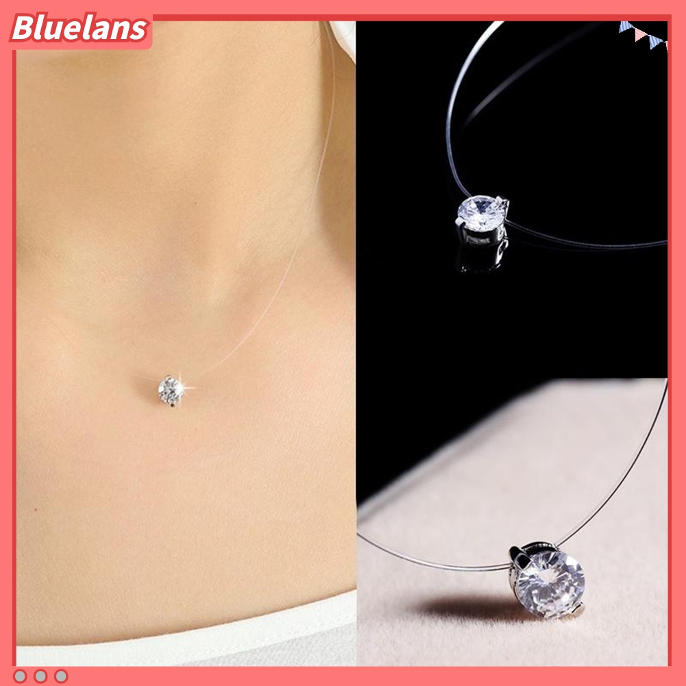 Kalung Rantai Dengan Liontin Berlian Imitasi Untuk Wanita