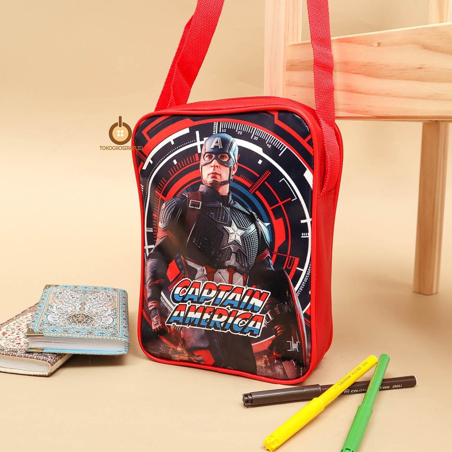 TOKOGROSIRAN.ID - TAS SELEMPANG ANAK MUAT BUKU IQRO BATMAN CAPTAIN CARS SPIDERMAN IRONMAN TAS ANAK