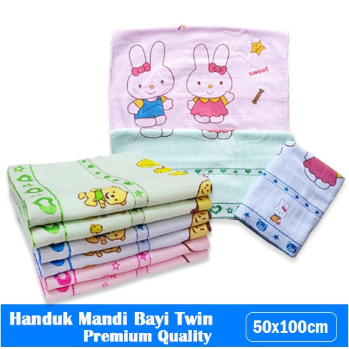 Handuk Bayi Twin Warna Warni 100×50