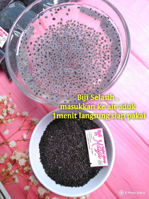 Biji selasih basil seed 50gr 100gr bubuk minuman sehat timnggi serat murah premium quality untuk panas dalam vegan