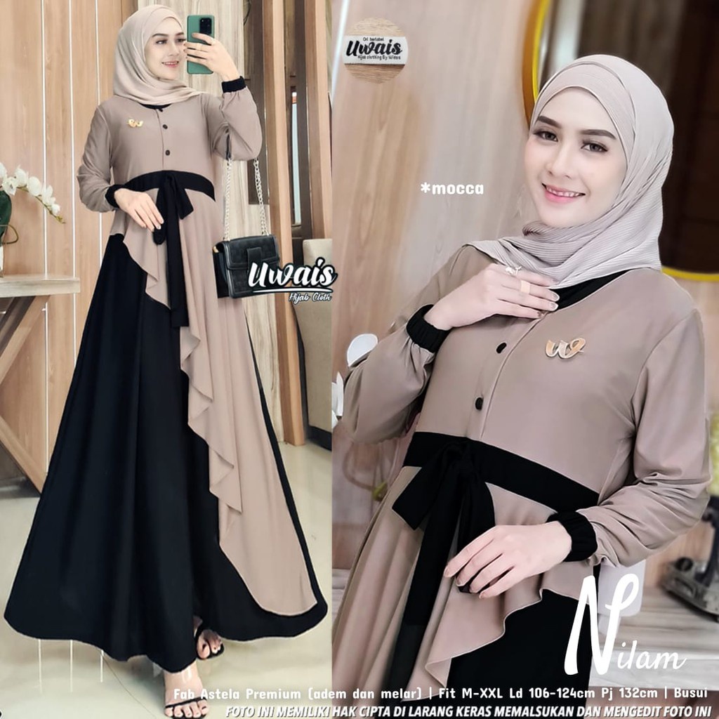 Uwais - Nilam Maxy - TERMURAH BERKUALITAS Pakaian baju muslim dress dresss perempuan kekinian top to