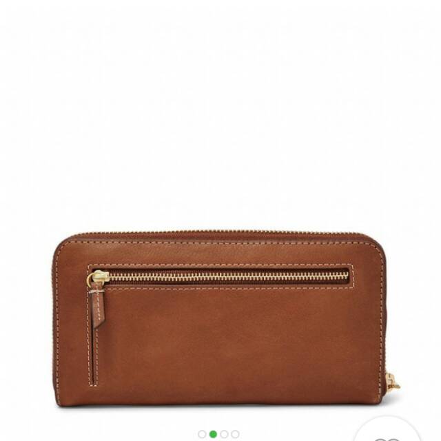 Dompet Fossil Emma RFID large ZIP Clutch Brown Original