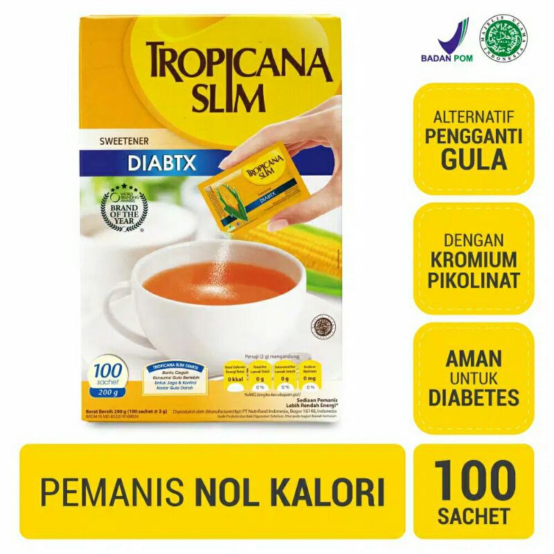 

Tropicana Slim Sweetener Diabetics 100 S - Pemanis Bebas Gula