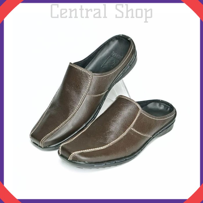 CS24 Sepatu Spatu Slop Pria Cowok Slip On Sepatu Sandal Kulit Asli