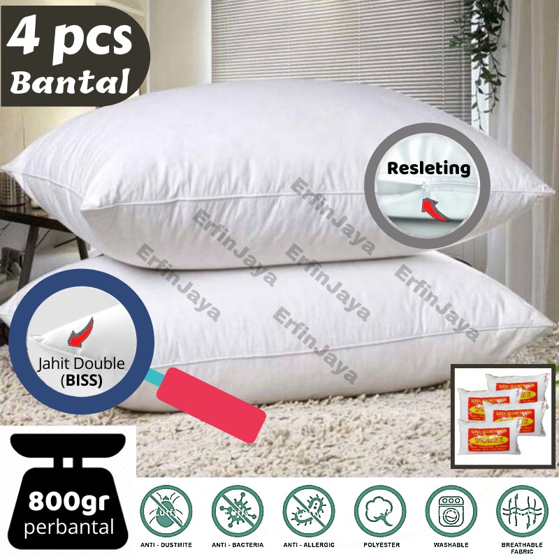 bantal / bantal empuk 4PC / bantal hotel yobel putih