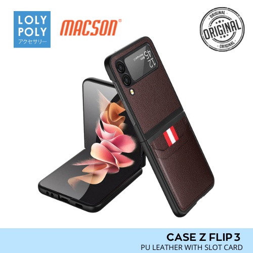 Lolypoly Hard Case Samsung Z Flip 3 PU Leather With Slot Card