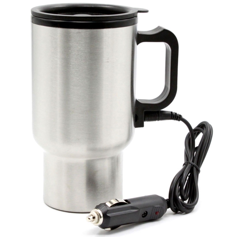 Teko Gelas Pemanas Air Mobil Car Electric Kettle Mug Stainless Steel