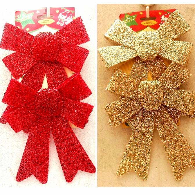 

Pita Natal Metalik Besar Isi 2 Besar Dekor Natal Murah Pita Merah