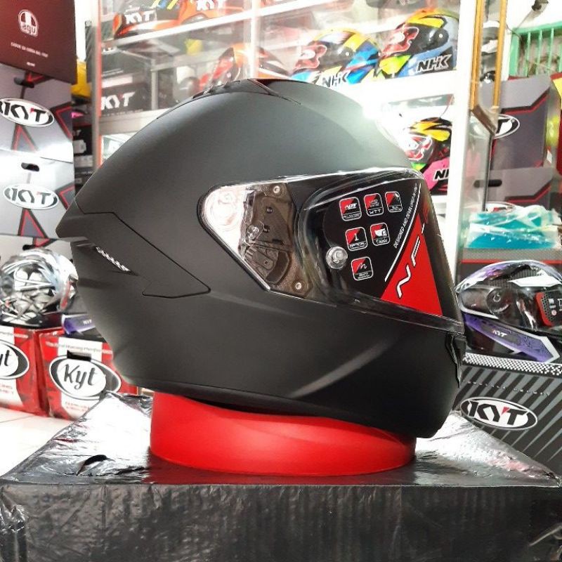 KYT HELM NFR SOLID BLACK MATT -HELM FULL FACE -DOUBLE VISOR