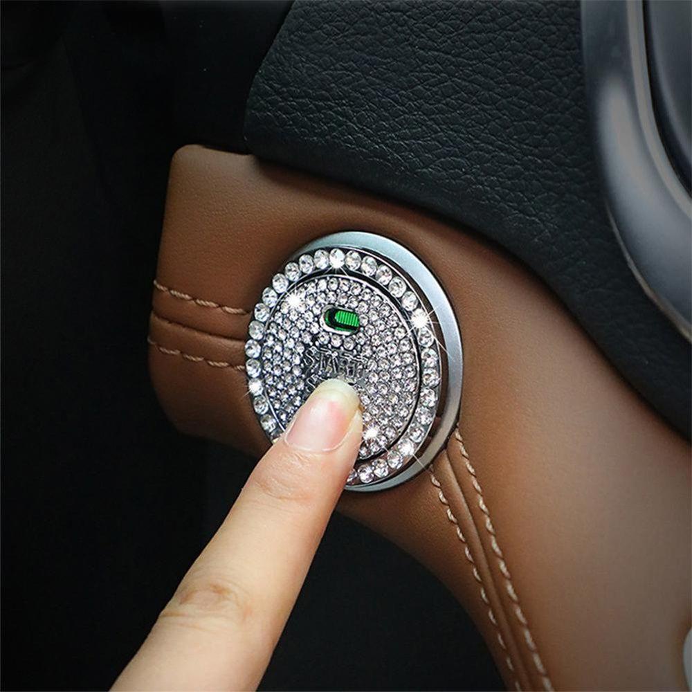 LANFY Interior Accessories Button Protective Cover Car Decoration Engine Ignition Start One-click Start Button Car Accessories Crystal Sticker Start Stop Button Bling Decorative Crystal Decoration Switch Button Decor/Multicolor