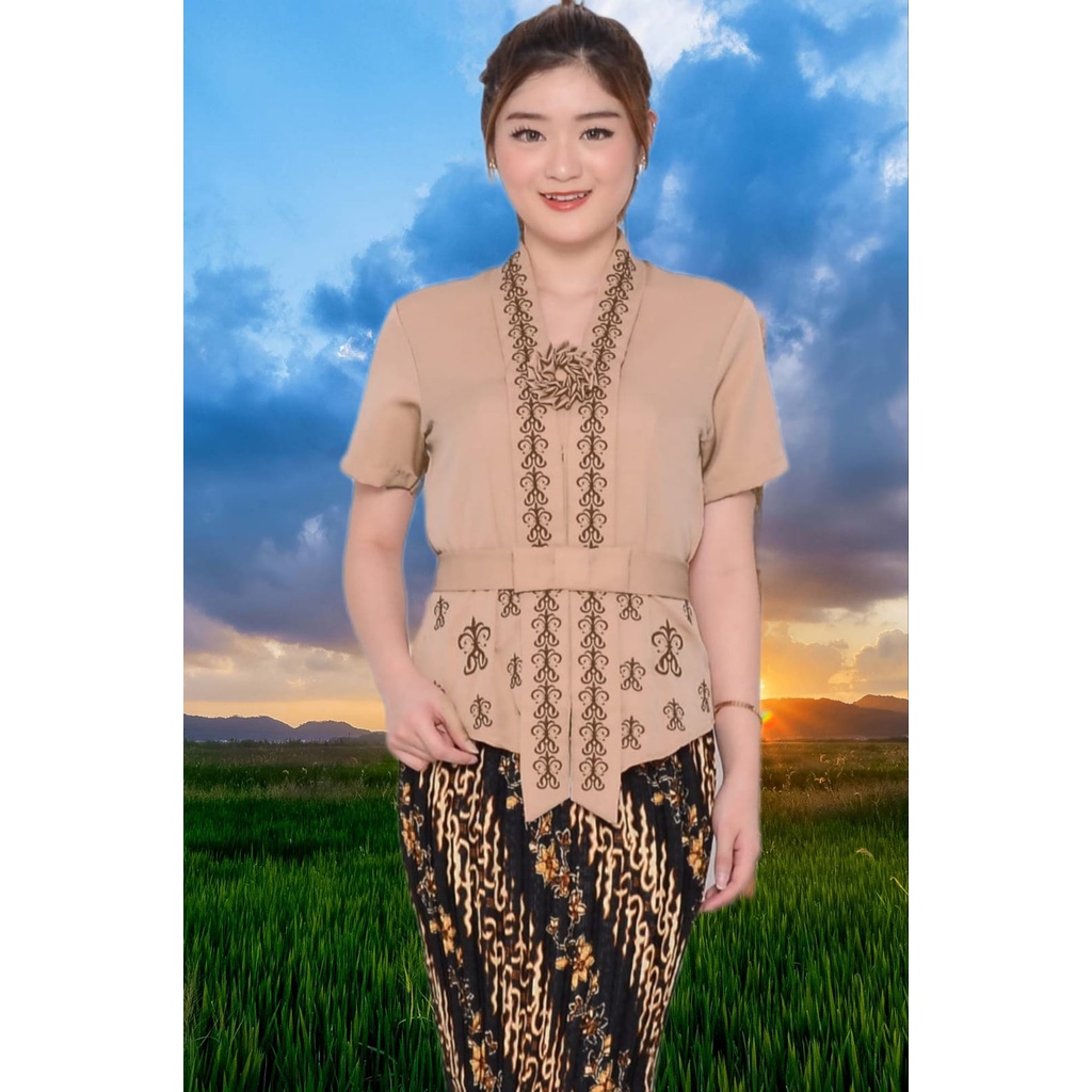 Terbaru Kebaya  Encim Modern Bordir ALEA Lengan Pendek