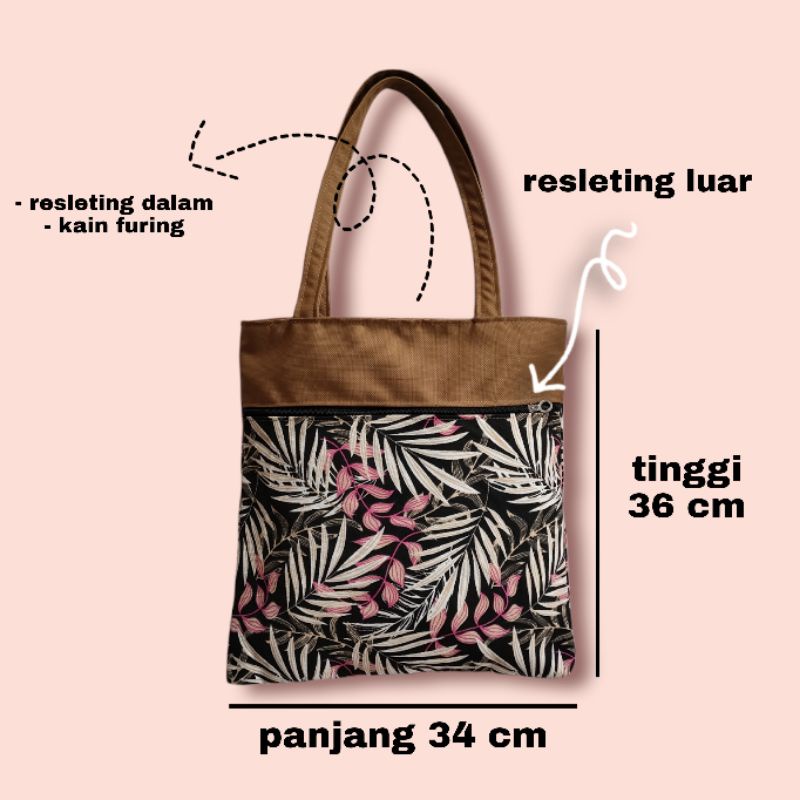 tas totebag kanvas wanita resleting furing by dissoutfit