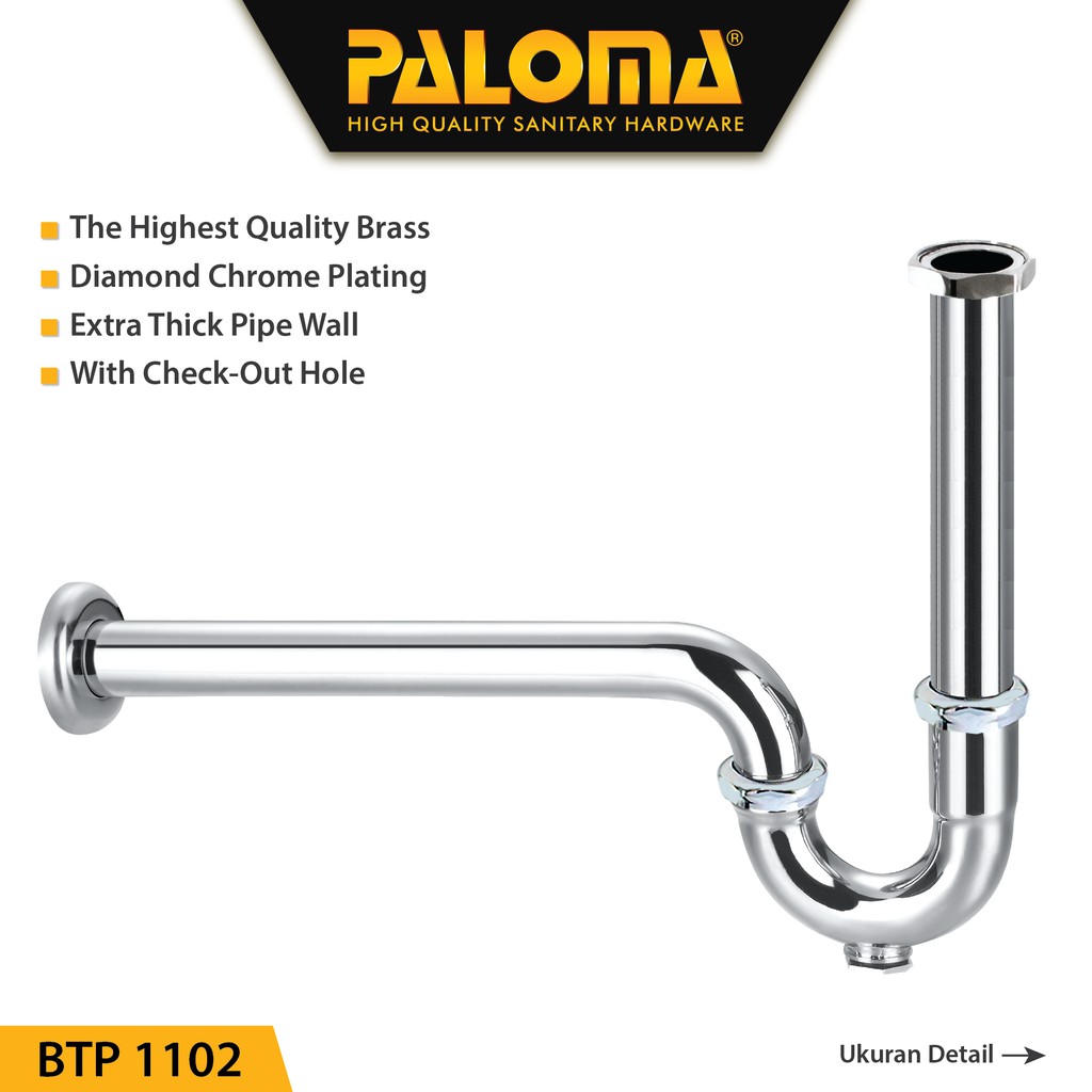 PALOMA BTP 1102 Sifon Wastafel P-Trap Pembuangan Leher Angsa Afur Siphon Washtafel