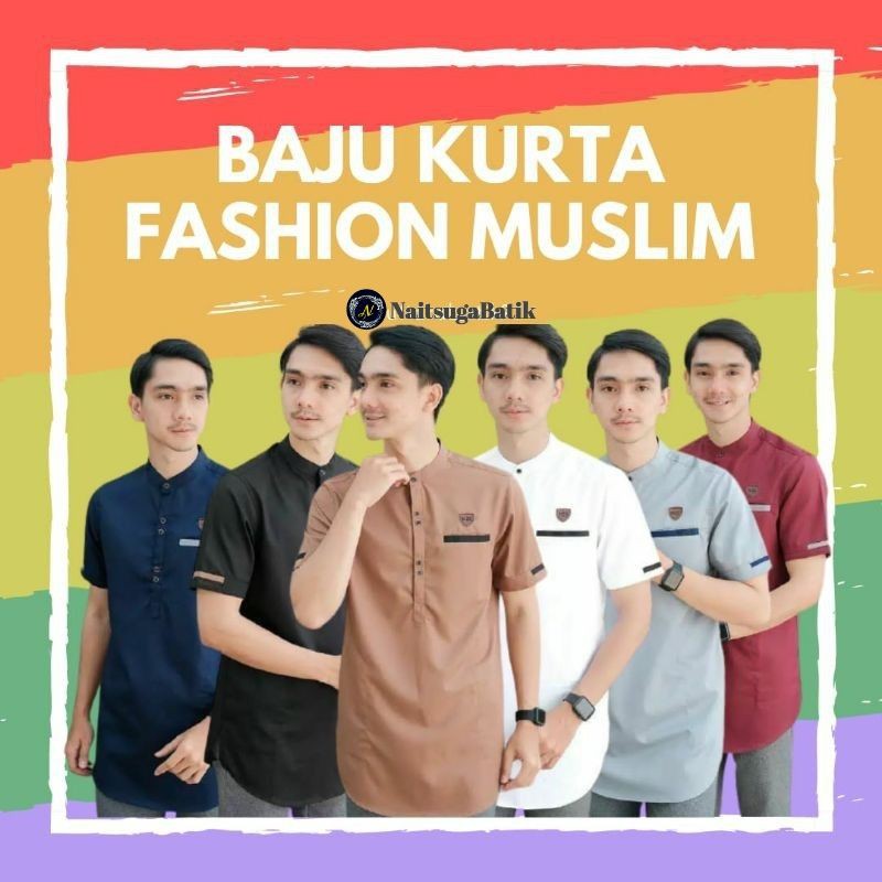 BAJU KOKO PRIA KURTA EKSKLUSIF ORIGINAL LENGAN PENDEK HALUS ADEM KUALITAS  SUPER TERLARIS RAMADHAN