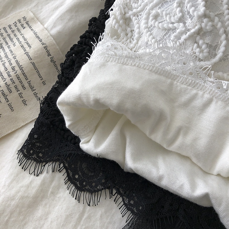 Nicebra Bra BH Tanktop Crop Korean Lace Vintage Wanita Motif Bunga Retro Gaya Korea 1107