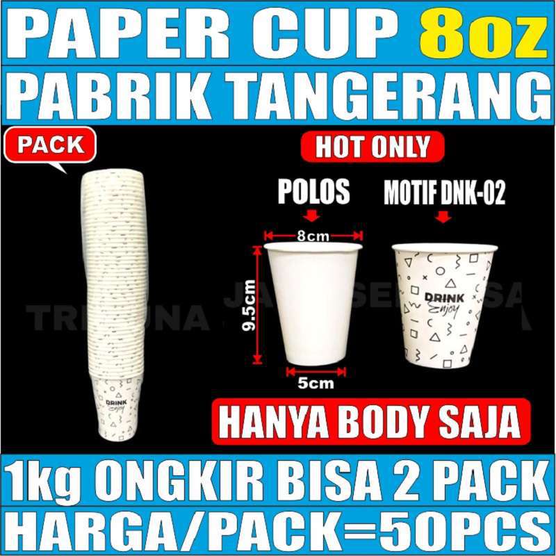 Paper Cup 8oz 50pcs Gelas Kertas Kopi Tahan Panas 240ml Murah