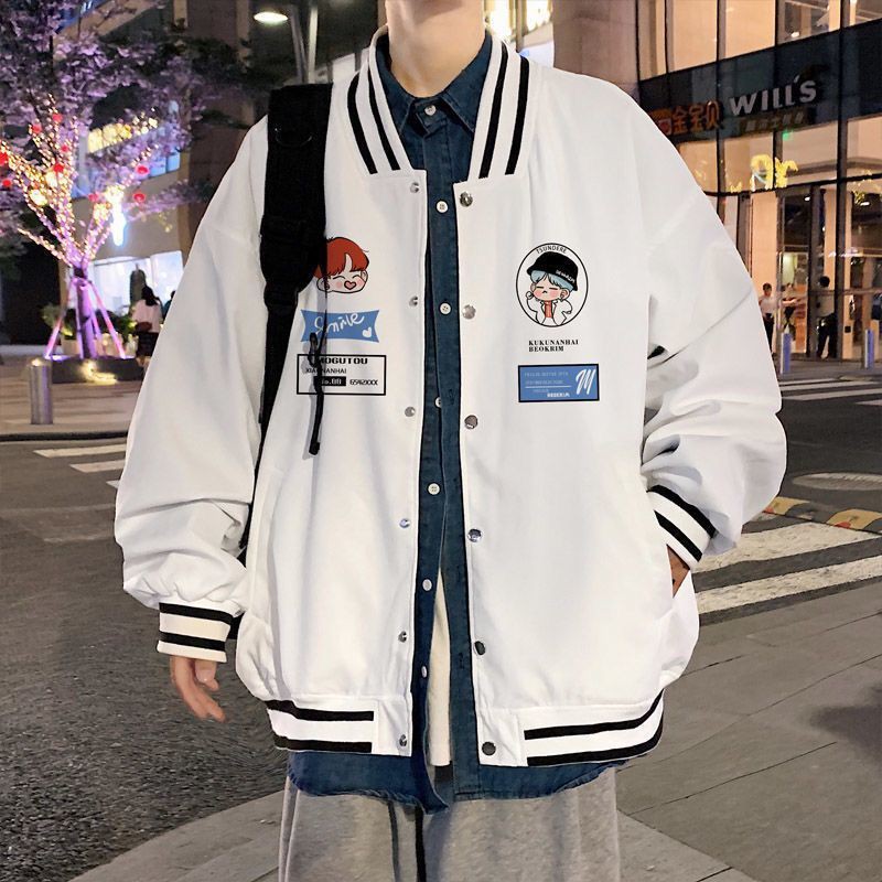 FGN Baru Mantel Pria Tampan Trendi Serbaguna Trendi Gaya Korea Longgar Tipis High-End Jaket Mahasisw