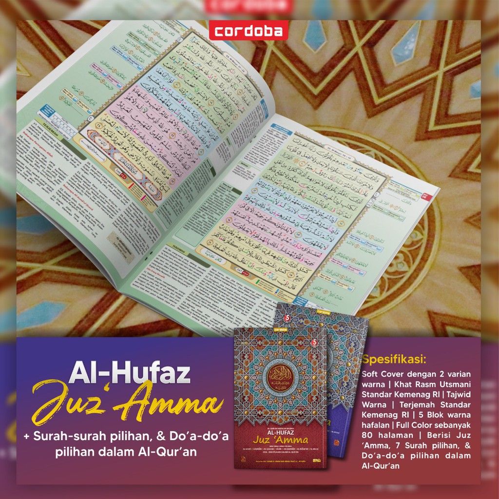 Juz amma Hafalan Tajwid Warna 5 Blok Warna  A5  Yasin Al waqiah Al kahfi dan Doa doa Pilihan