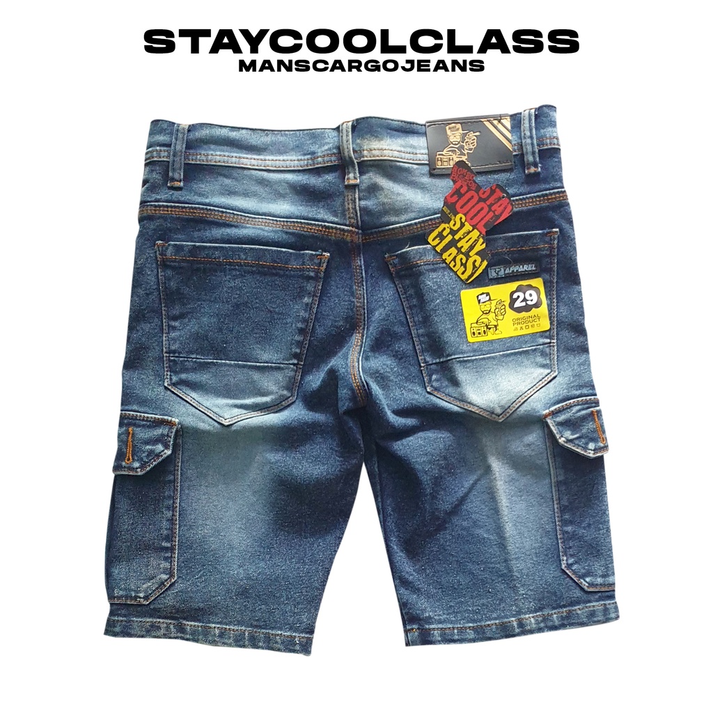 celana cargo jeans pendek premium CARGO STREETWEAR BIKERS PREMIUM STRETCH STITCHING PDL DENIM TERBARU