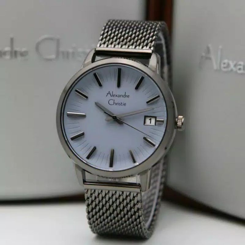 Jam Tangan Alexandre Christie AC 8640 Rantai Pasir Pria / Cowok Original