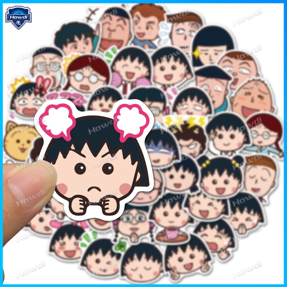 Stiker Lucu Chibi Maruko-chan Tahan Air Untuk Helm Motor / Mobil