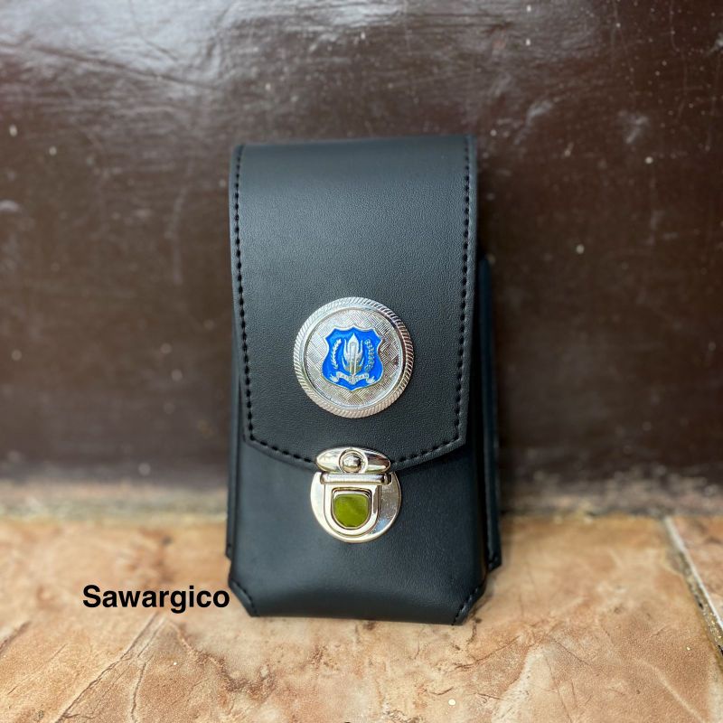 Sarung hp pinggang logo satpam kulit