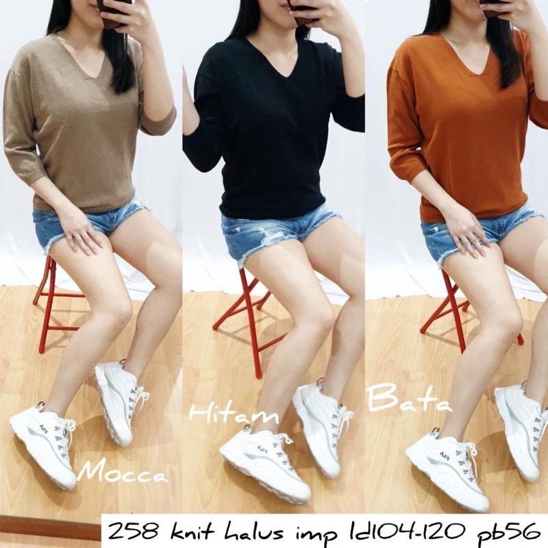 Vneck knitted blouse rajut premium import