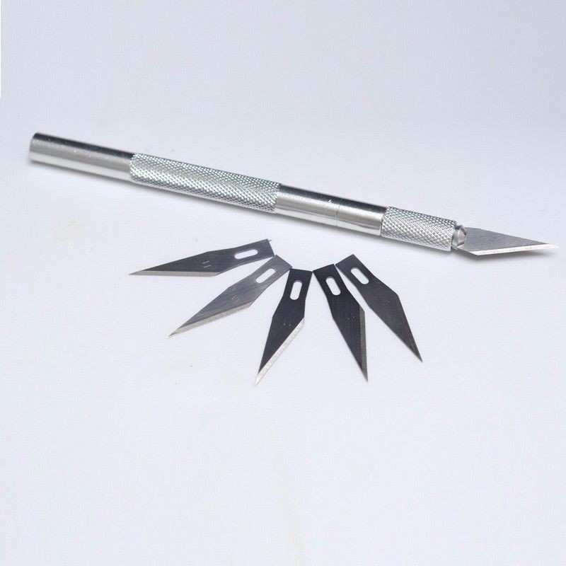 

Pisau Ukir Seni Hobby Crafting Art Knife Metal Handle with 4 PCS Blade