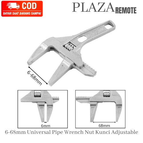 Kunci Inggris Mini 6-68mm Adjustable Spanner Panjang 200mm/ Kunci perkakasLedeng Kepala Besar 68mm/ Kunci Baut Kecil/ Kunci Inggris Kantong