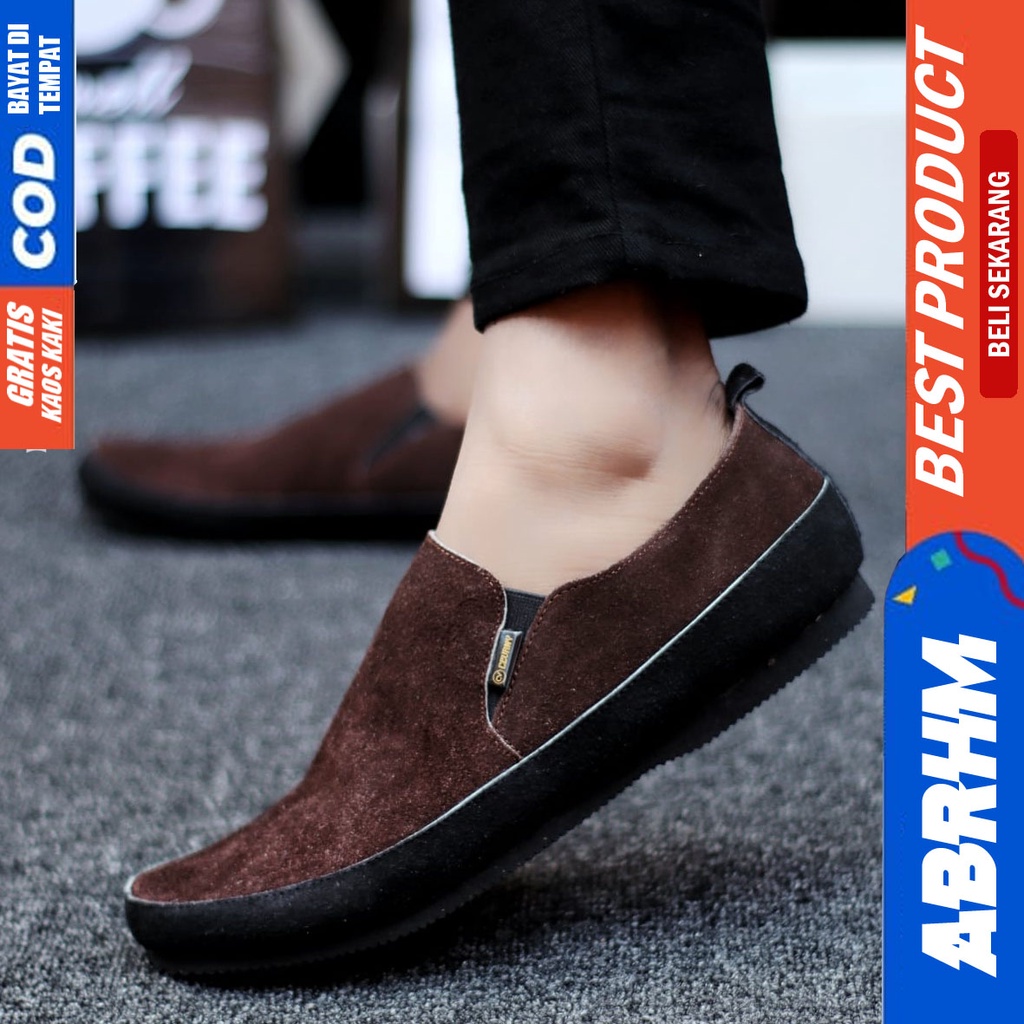 MARIO Sepatu Slip On Pria Sepatu Pria Casual Sepatu Slip Antislip Slop Kerja Kantor Cowok/Cowo Ori Sepatu Kasual Kekinial Santai Murah Terlaris