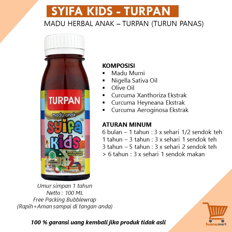 Madu Anak Syifa Kids TURPAN [Turun Panas] / Herbal Penurun Panas Anak Alami - Asli