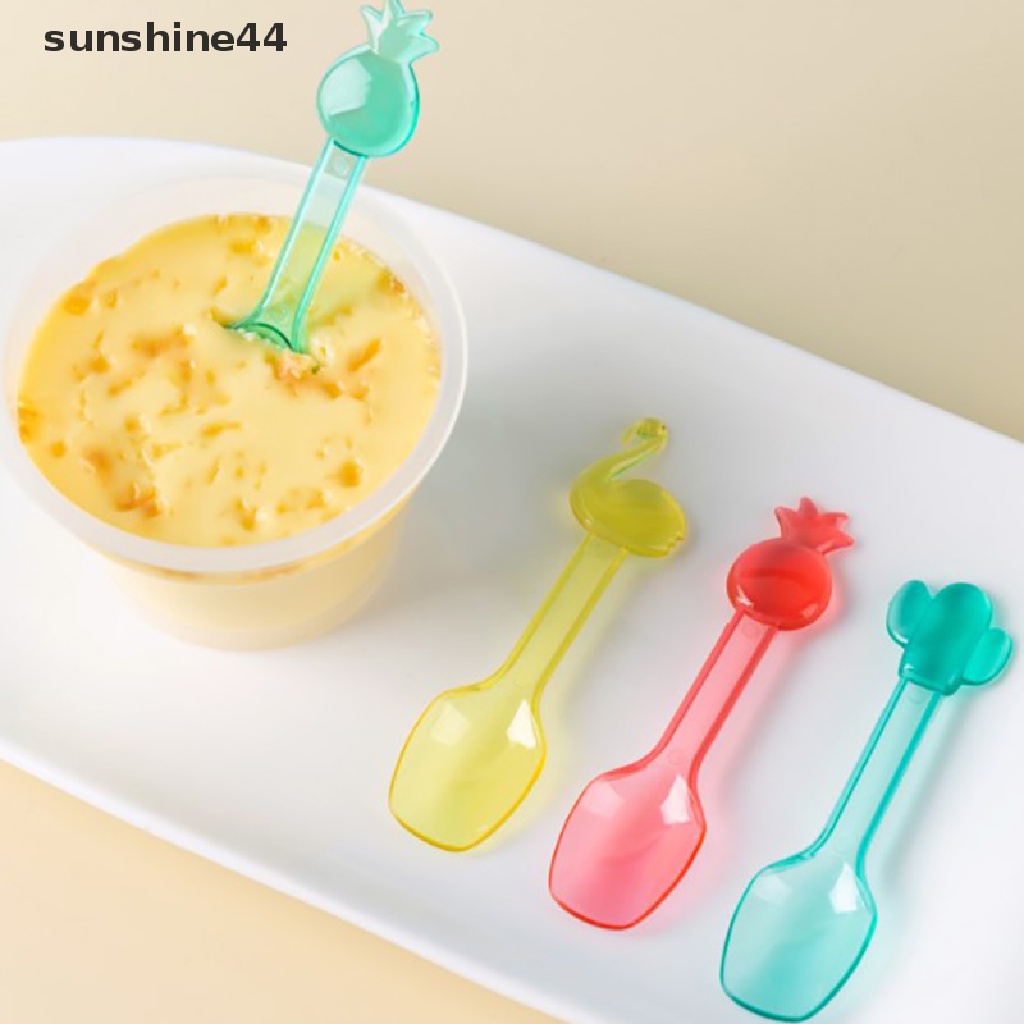 Sunshine 9Pcs Sendok Es Krim / Buah / Kue / dessert Mini Lucu Untuk Piknik