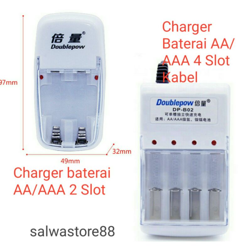 Desktop Charger Baterai AA/AAA Rechargeable Doublepow DP-B01 DP-B02 2 dan 4 slot + kabel