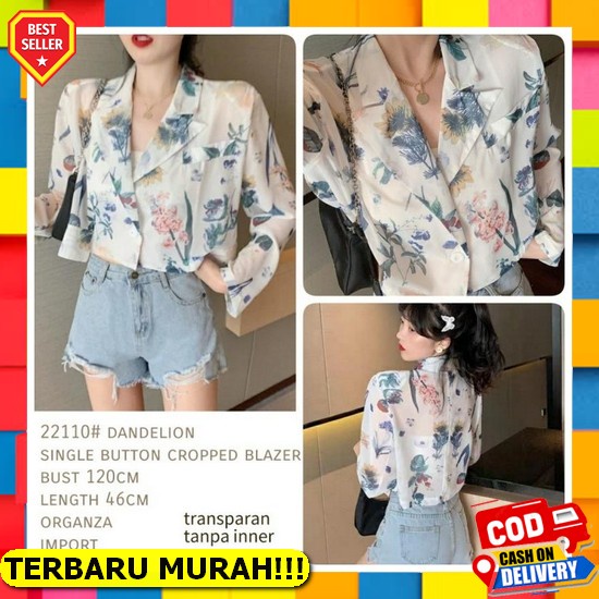 Outer Blazer Midi Slimfit Wanita Bahan Scuba Suede Import Premium Blouse Bm- 22110# Dandelion Single