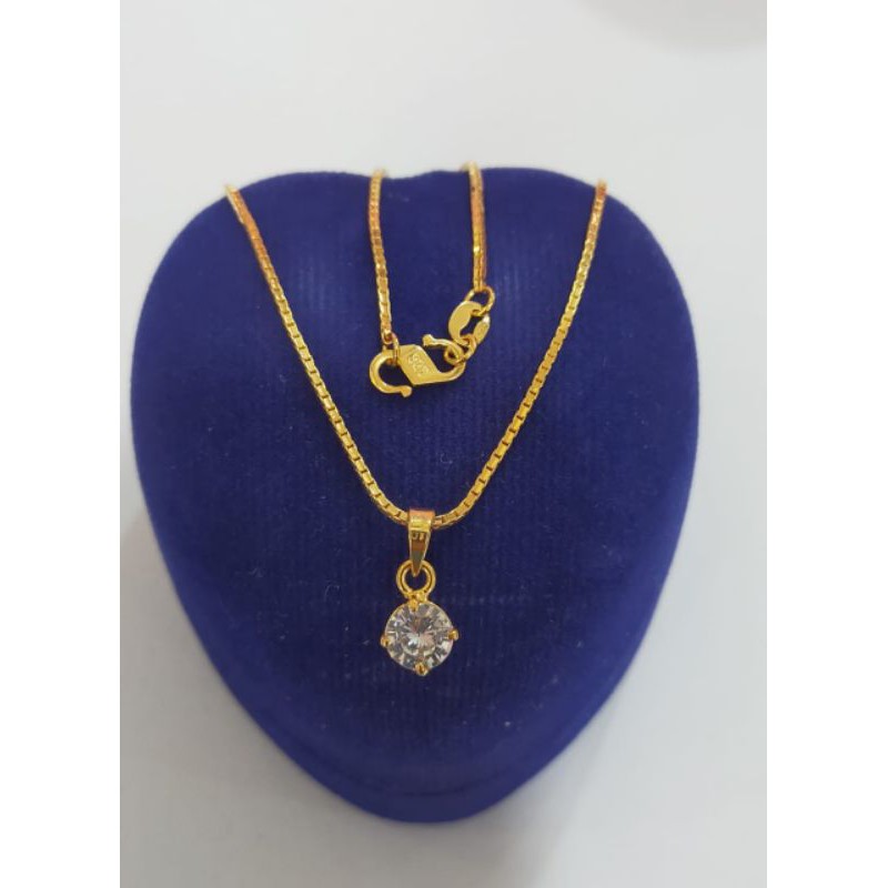 Kalung anak Itali + Liontin Desi, Perak 925, Sepuh Emas kuning