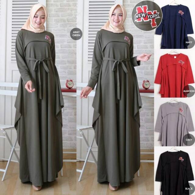 Gamis Ny Terry Polos Satu Warna Layer Sayap Bagian Samping Shopee Indonesia