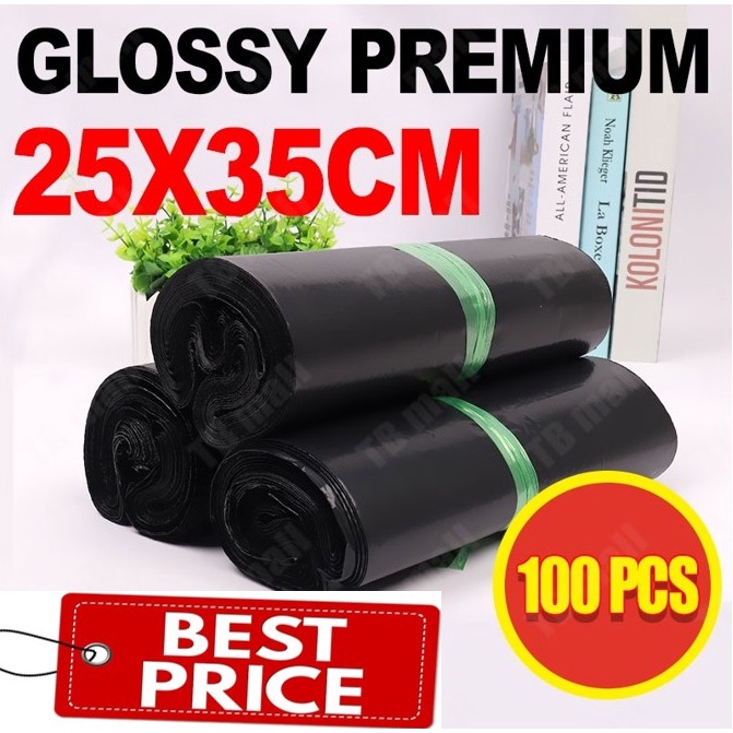 Plastik Packing Polymailer LDPE 25X35CM Hitam Glossy isi 100 pcs