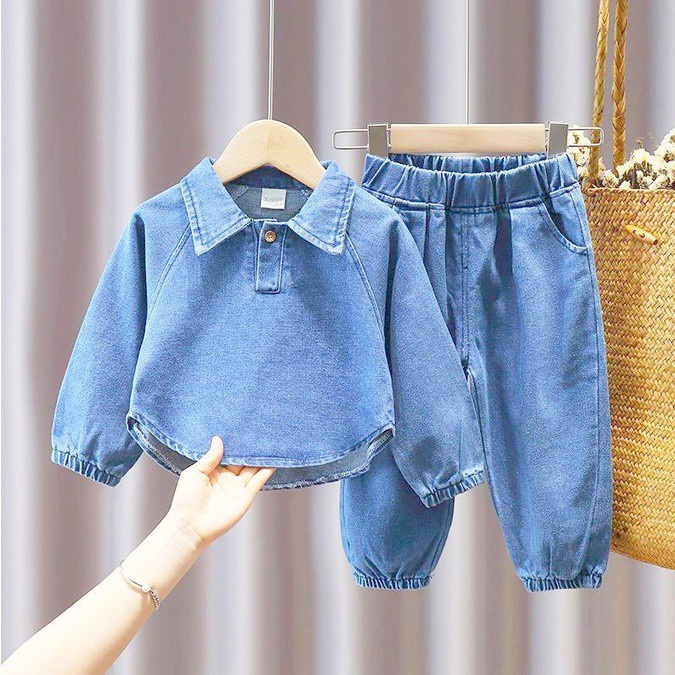 CHUBBI 63 Setelan Anak 2in1 Set Baju+Celana JEANS Panjang SESAME