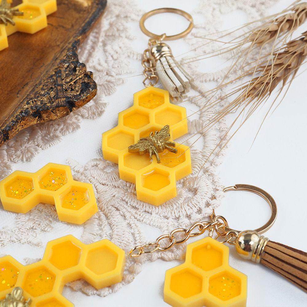 Top Bee Cetakan Bentuk Sarang Lebah Seni Membuat Perhiasan Alat Keyring Resin Molds