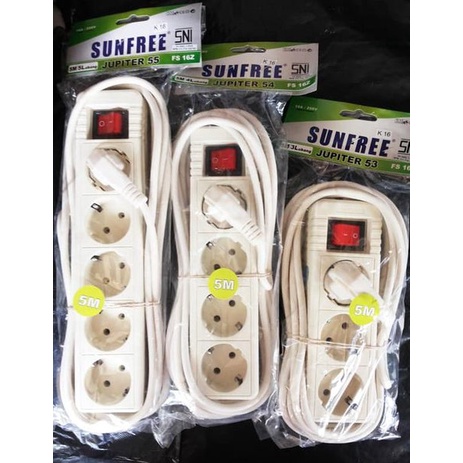 Sunfree Stop kontak 5 lubang + Kabel 5 Meter FSK 55 Jupiter