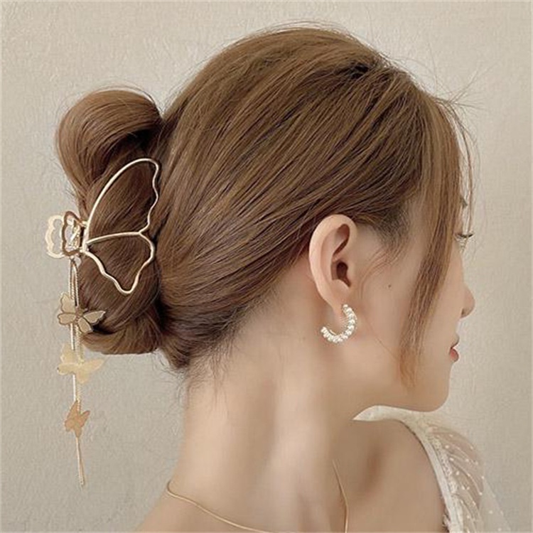 Butterfly Pearl Gold Pendant Hair Clips Claw Clip Korean Style Women Fashion Hair Accessories