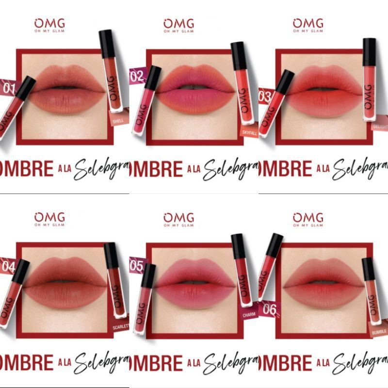 OMG Oh My GLAM Matte Kiss Lip Cream/OMG Ombre Ala Selebgram Combo 2PCS BPOM