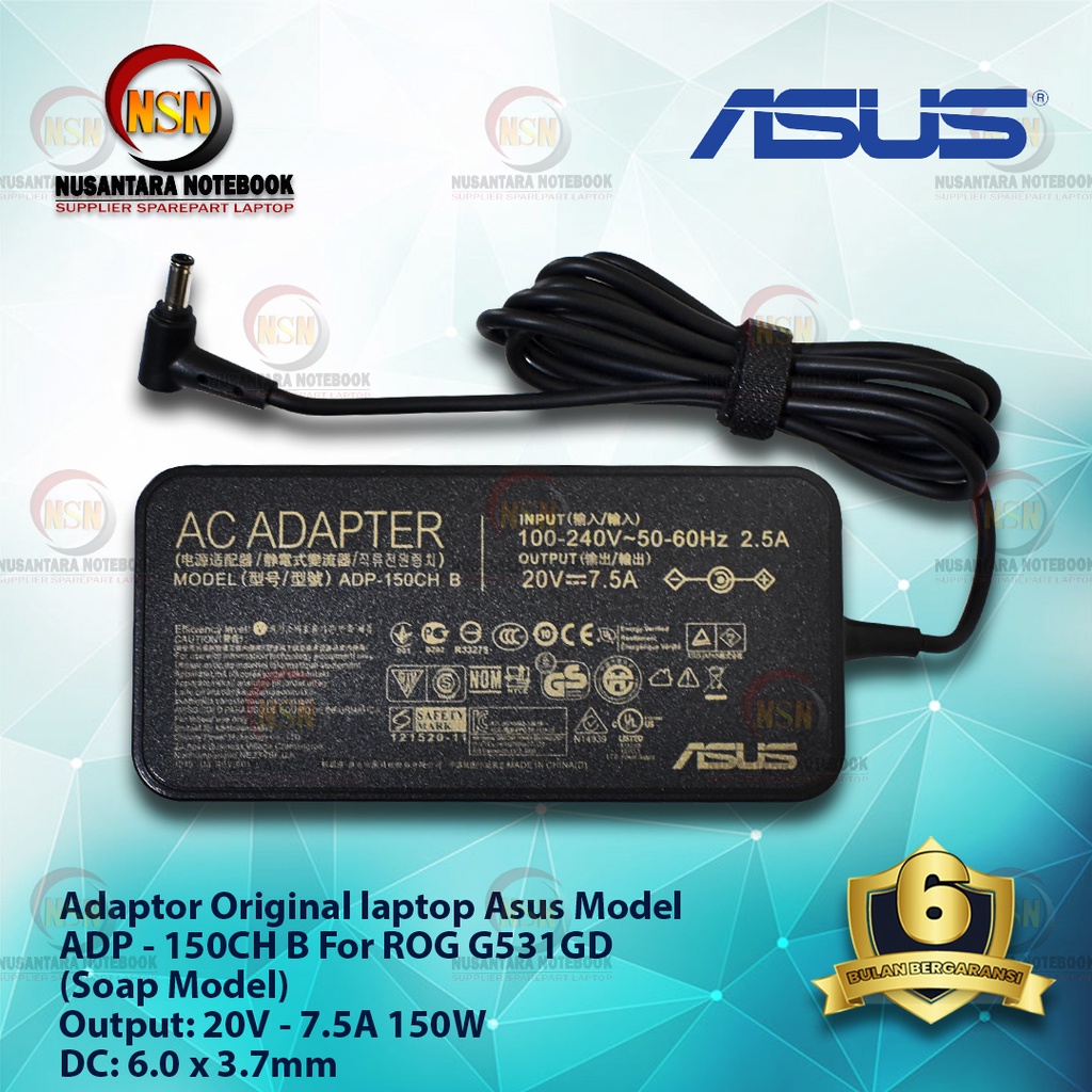 Adaptor Original Laptop ASUS 20V 7.5A DC 6.0 Soap Model For ROG G531GD