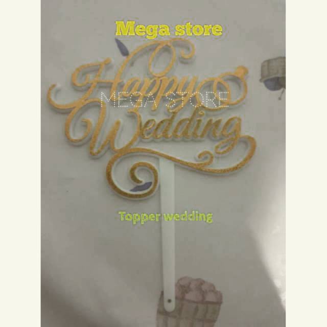 Topper Happy Wedding/Tusukan Hiasan Kue