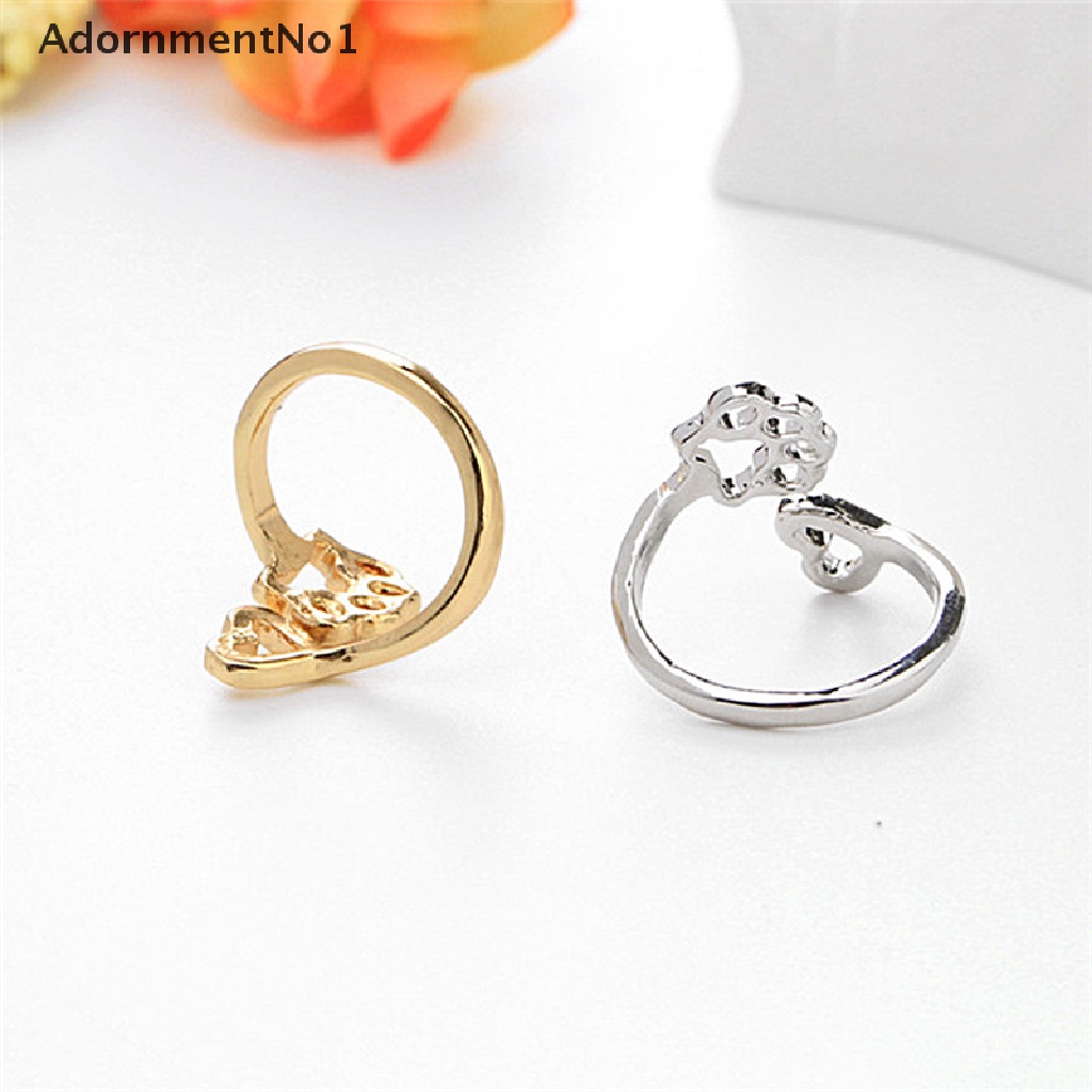 (AdornmentNo1) Cincin Terbuka Adjustable Motif Hati + Tapak Kaki Anjing Owners