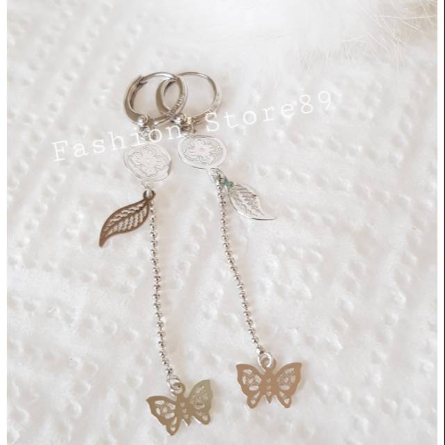 Anting jurai import xuping white cantik dan elegant motif jurai kupu-kupu anting jurai bestseller