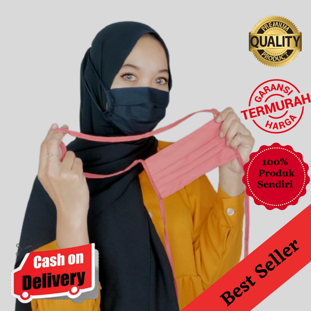 Masker kain tali putus sambung free plastik / masker hijab